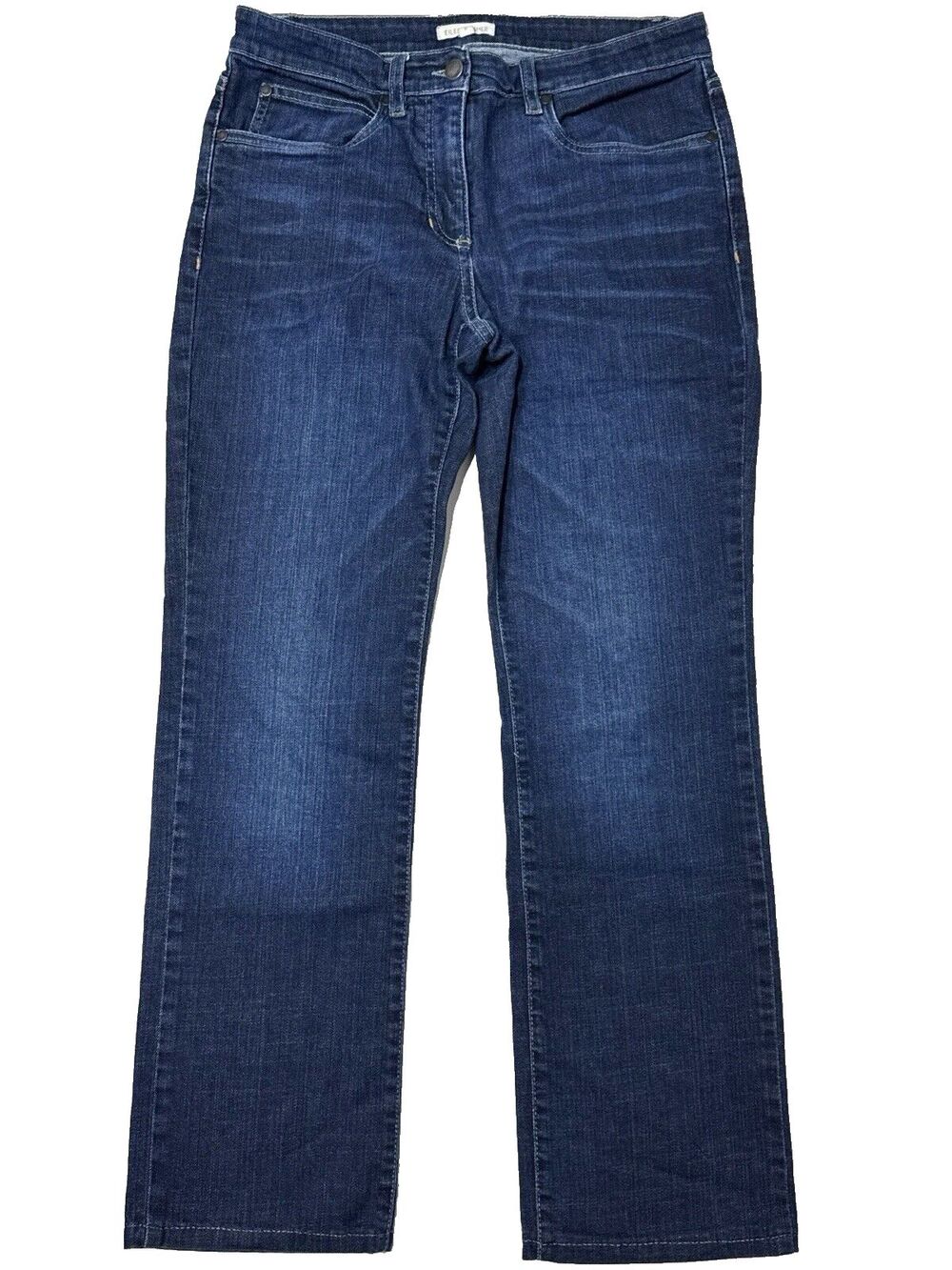 Eileen Fisher Mid-Rise Straight Leg Jeans Stretch Dark Wash Women 6P (29x27.5)